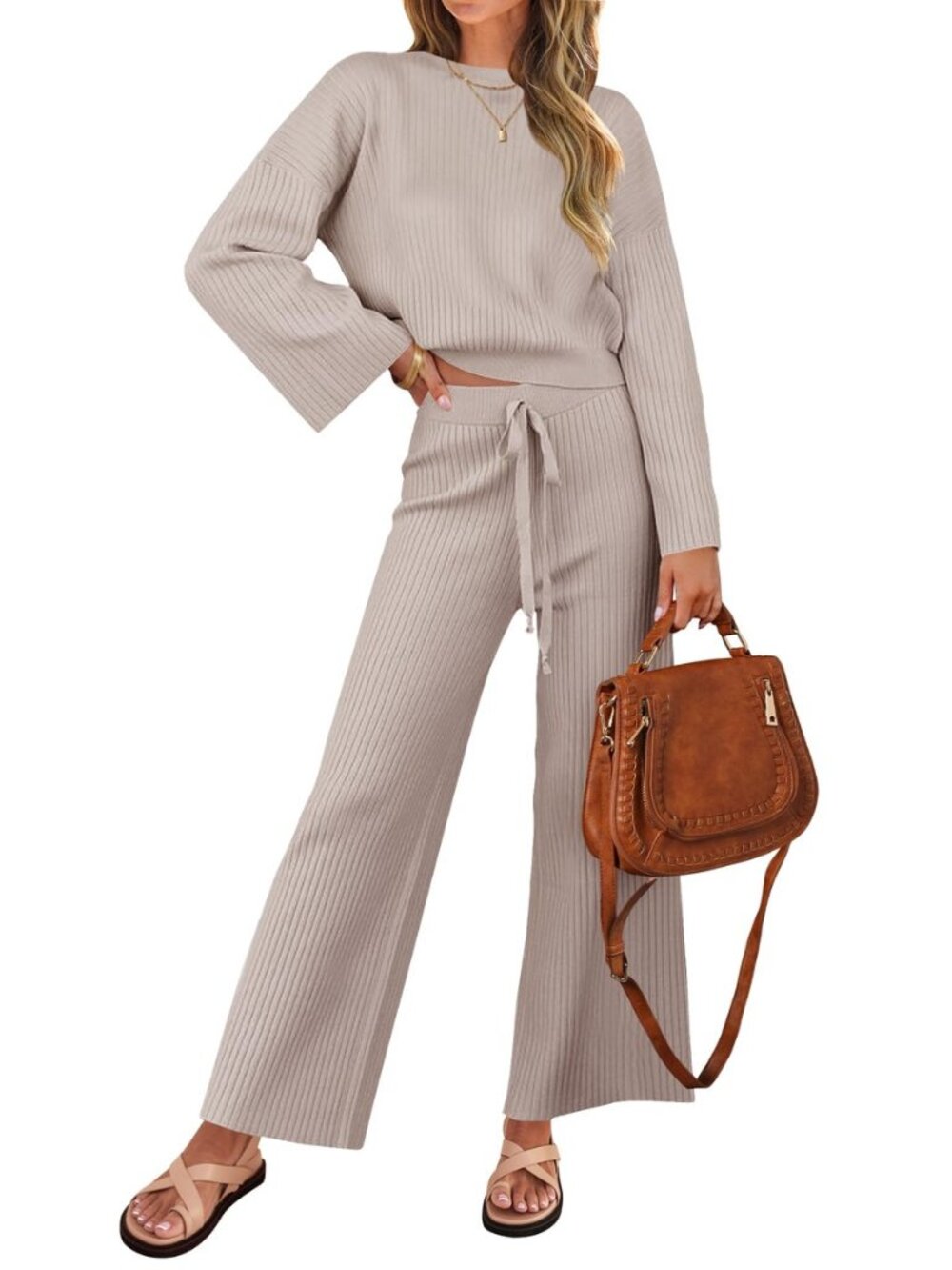 Women's 2 Piece Sweater Sets Fall Knit Lounge Set Matching Outfits